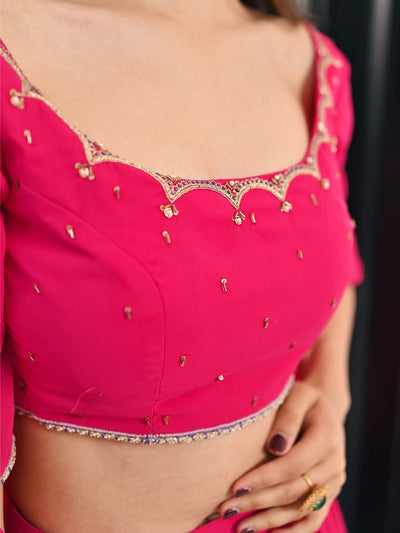 Phoolkari Pink Lehenga