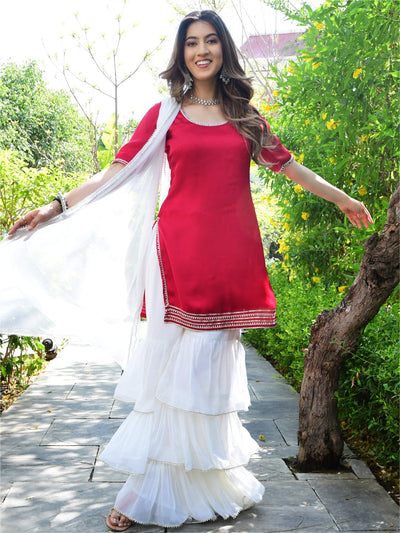 Pink And White Kurta Sharara set