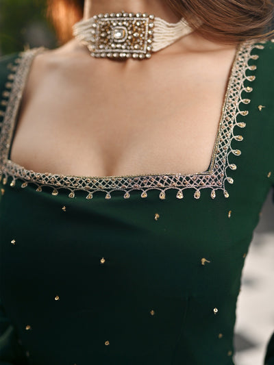 Phoolkari Green Anarkali