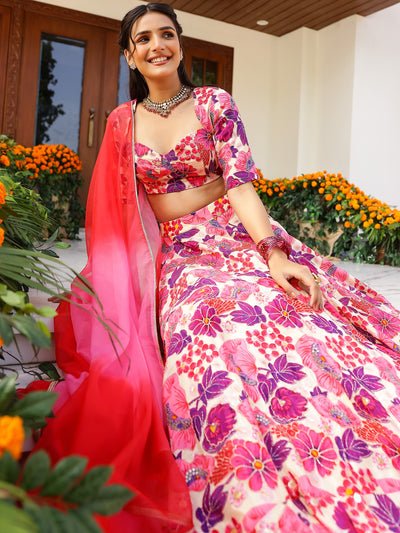 Multi Printed Lehenga Set