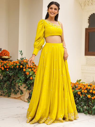 Yellow Western Lehenga Set