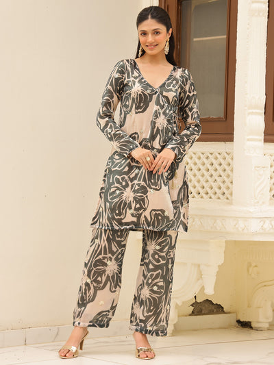 Black Printed Kurta Set