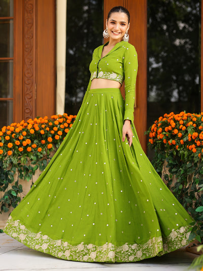 Green Western Lehenga Set