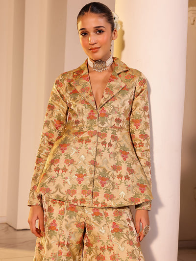 Kimkhab Beige Coat Set