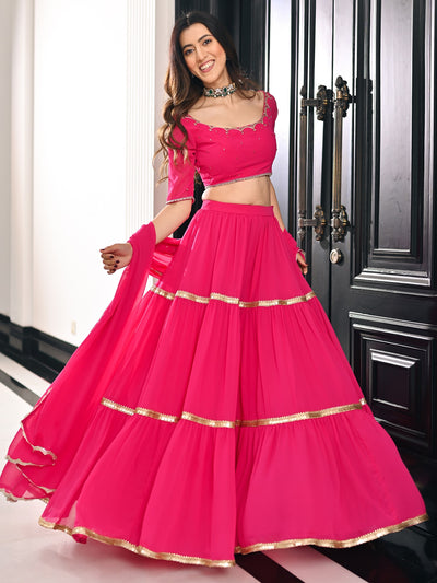 Phoolkari Pink Lehenga