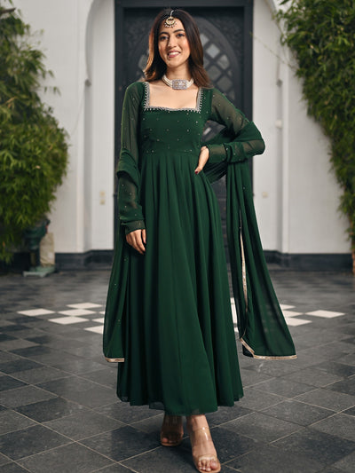 Phoolkari Green Anarkali