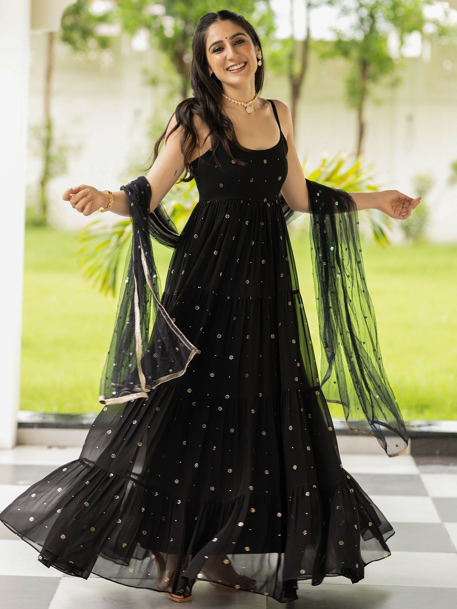 Meher Black Anarkali 2XL