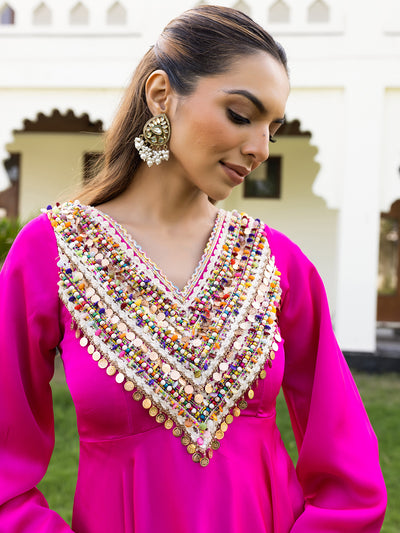 RESHAM LEHER Pink Boho Kaftan