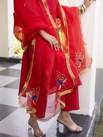 Peacock Red Kurta Set