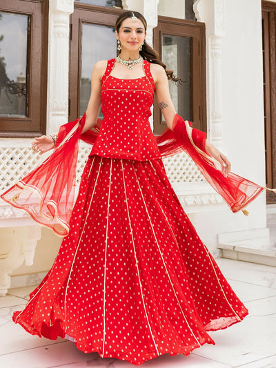 Gulzar Red Lehenga