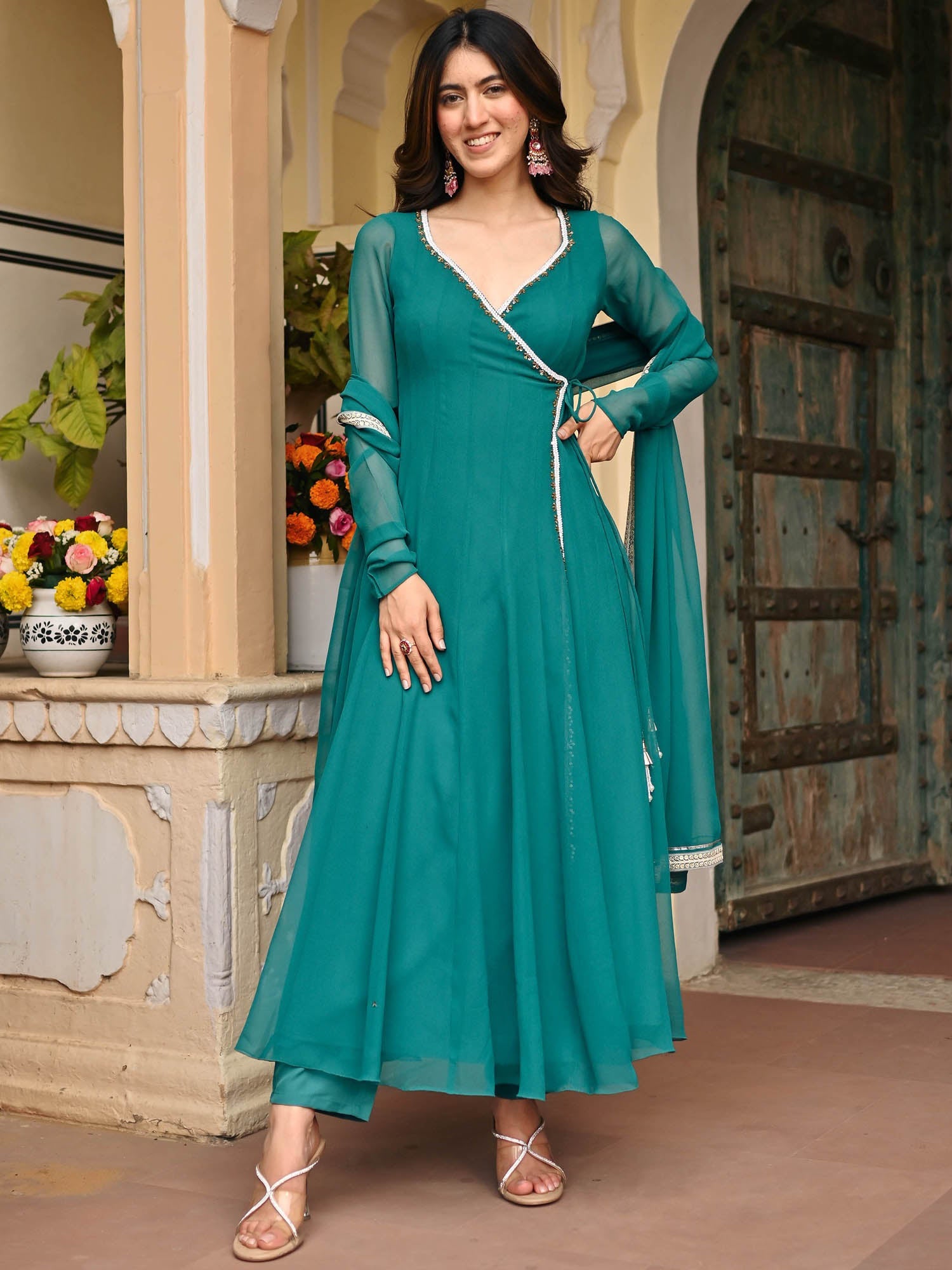 teal green colour combination dress Colour Combination Green Color Party Dress EXCLUSIVE APPLE GREEN AND TEAL PARTY WEAR AQS256 Exclusive