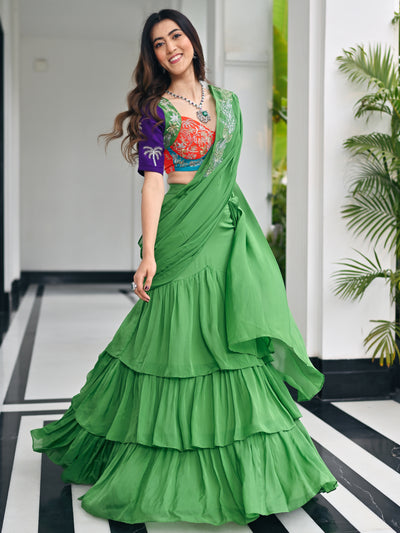 Tales Of Organza Sage Green Saree