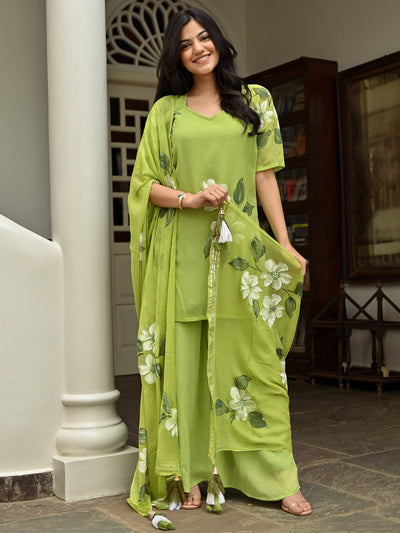 Green Handbrush Sharara Set