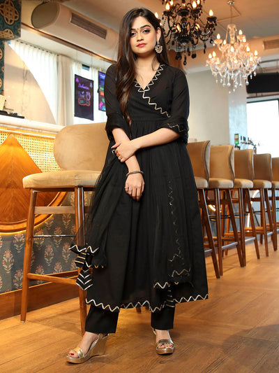 Black Pant Style Anarkali pant Suit Set