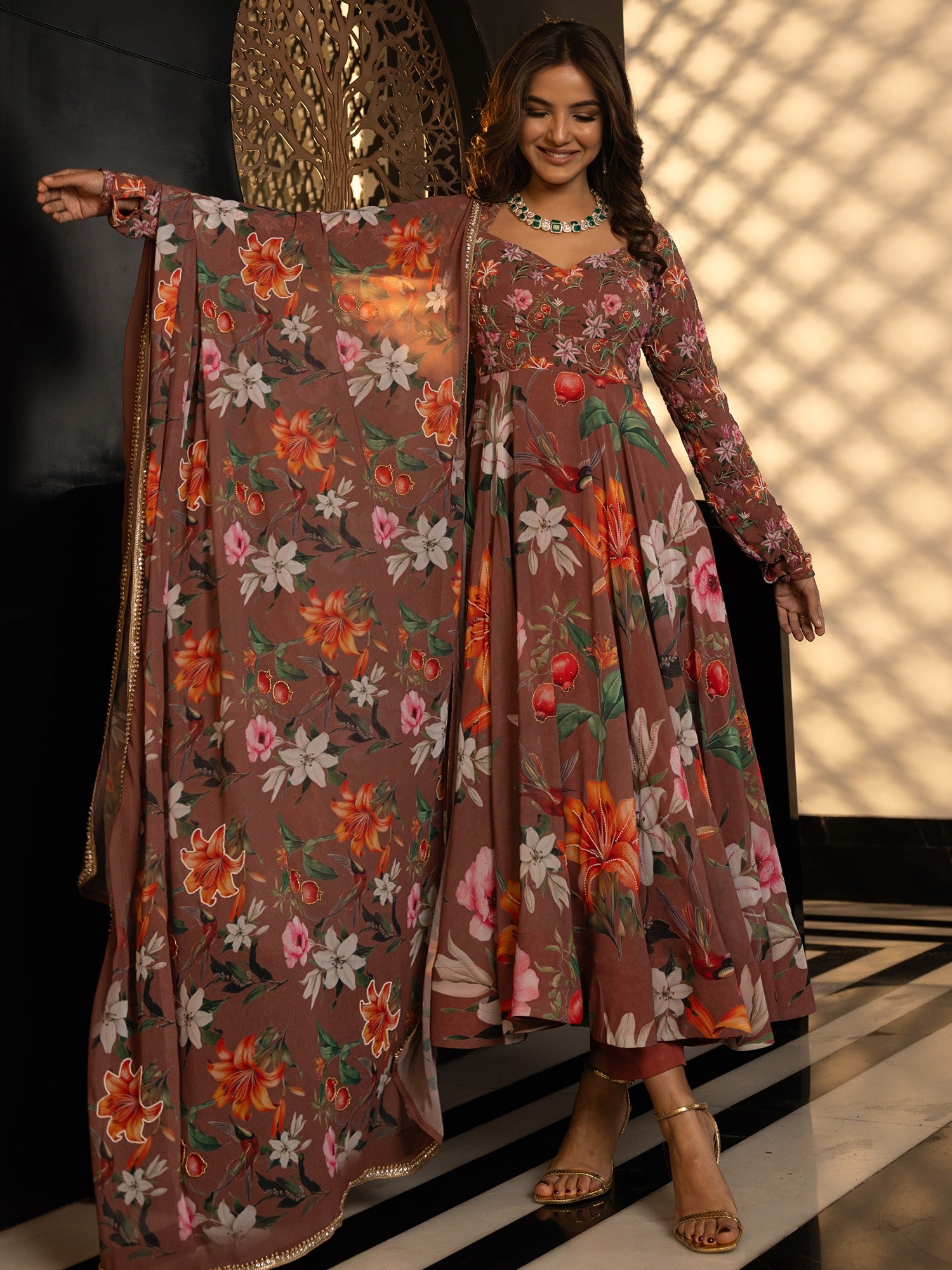 Beige Ghera Anarkali