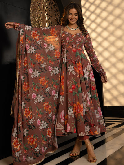 Tropical Radiance Beige Anarkali set