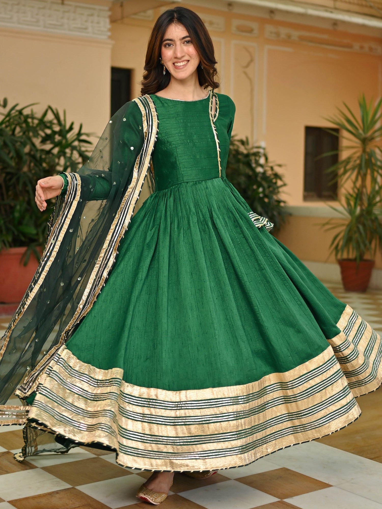 Casual Simple Anarkali Dress Emerald Green Raw Silk Zardosi Embroidered Anarkali Set By Mrunalini Rao At Casual Simple Anarkali Dress Emerald Green Raw Silk Zardosi Embroidered Anarkali Set By Mrunalini Rao At