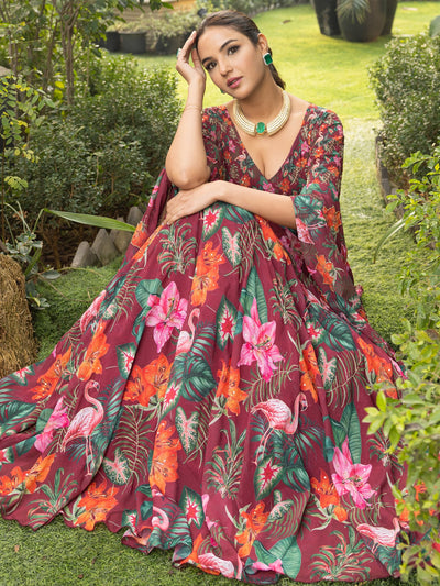 Tropical Radiance Mazenta Lehenga set