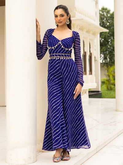 Teej Blue Bandhej Jumpsuit