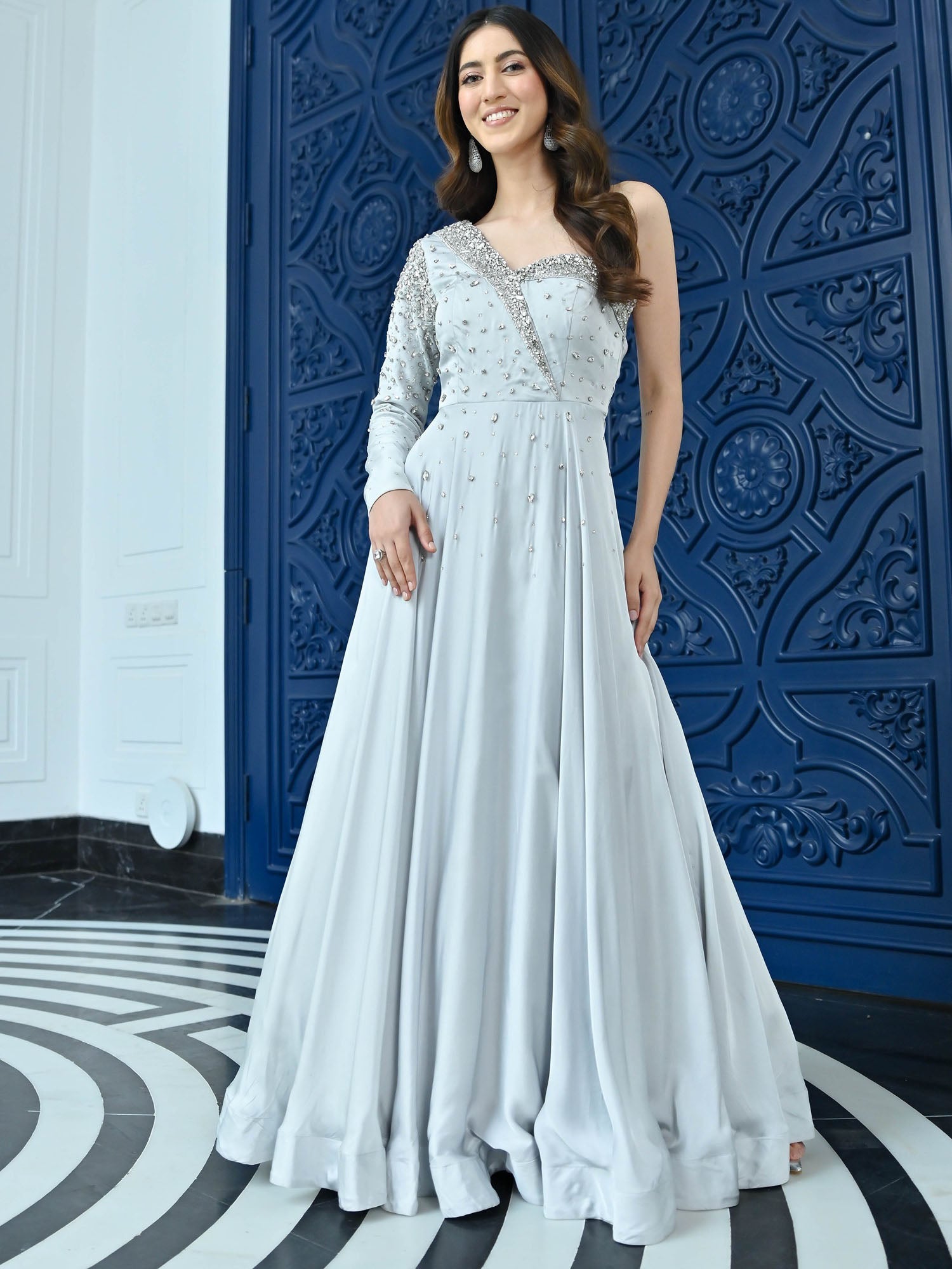Crystal Couture Silver long gown M Crystal Couture Silver long gown M