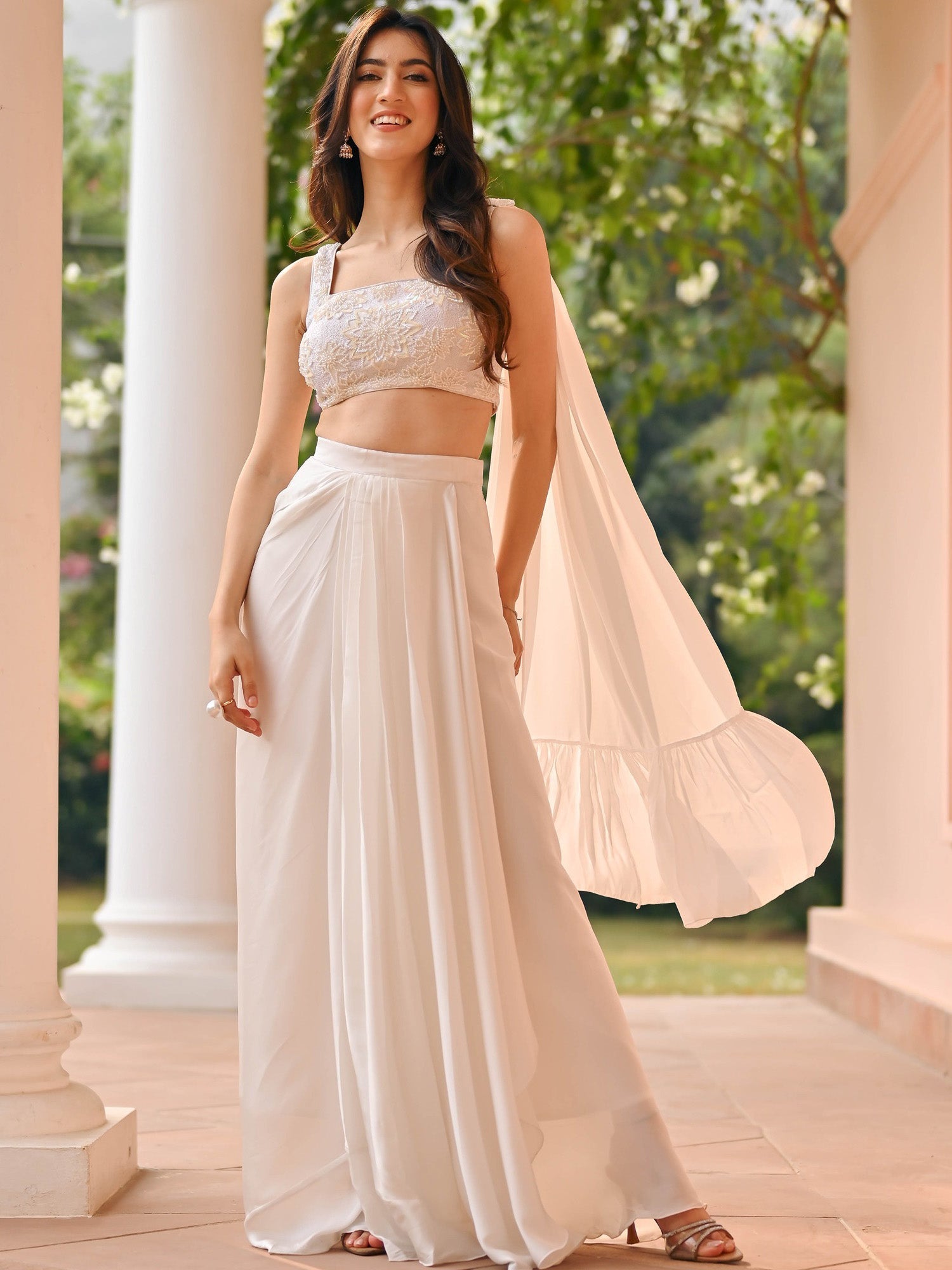 white dress set White Skirt Top Set XL