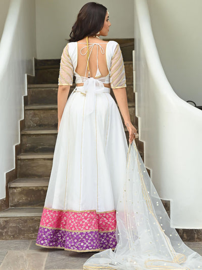 White Organza Brocade Lehenga