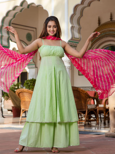 Cotton Tie-Dye Chiffon Dupatta Set