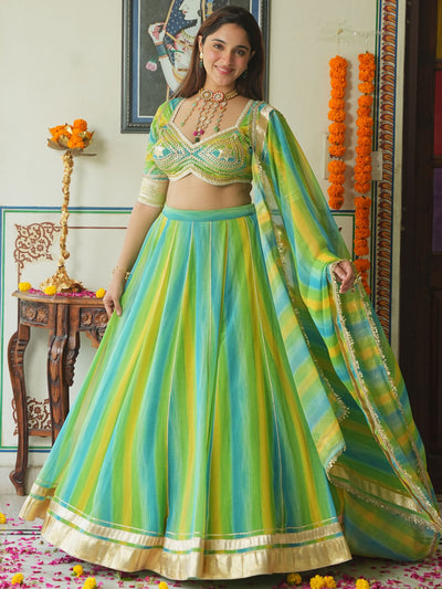 YELLOW AND GREEN LEHENGA SET