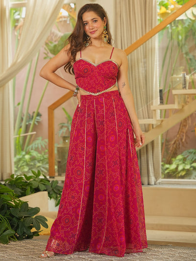 PINK BHANDHEJ CORSET WITH PLAZZO