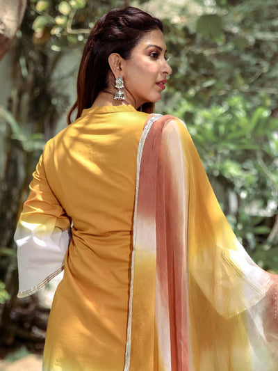 White Tie-Dye With Dupatta