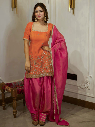 ORANGE & PINK PATIYALA SET