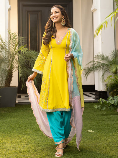 Jasmin Bhasin Lime green Patiala Sets
