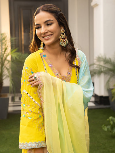 Jasmin Bhasin Lime green Patiala Sets