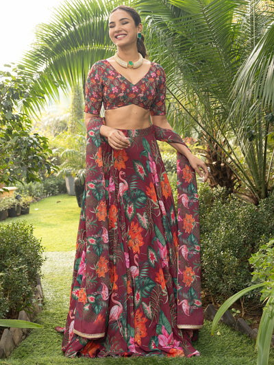 Tropical Radiance Mazenta Lehenga set
