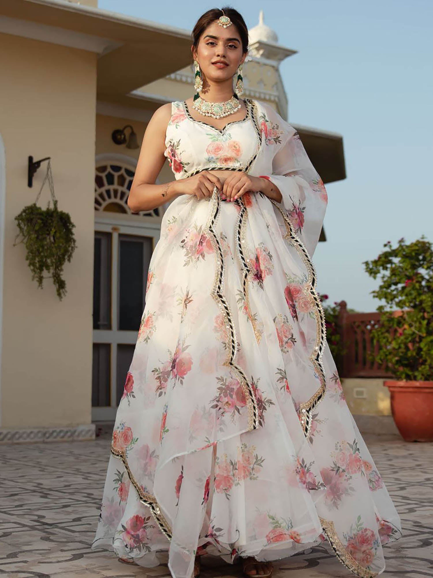 organza dress lehenga Brown Organza Art Silk Lehenga
