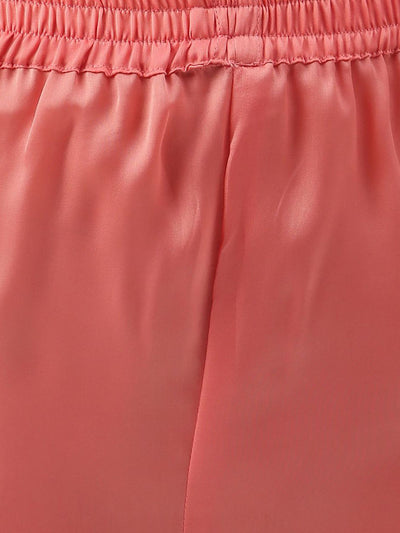 Bridesmaid Embroidered Pink Silk Shorts With Camisole Set