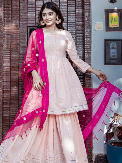 Peach Kurta Sharara Set