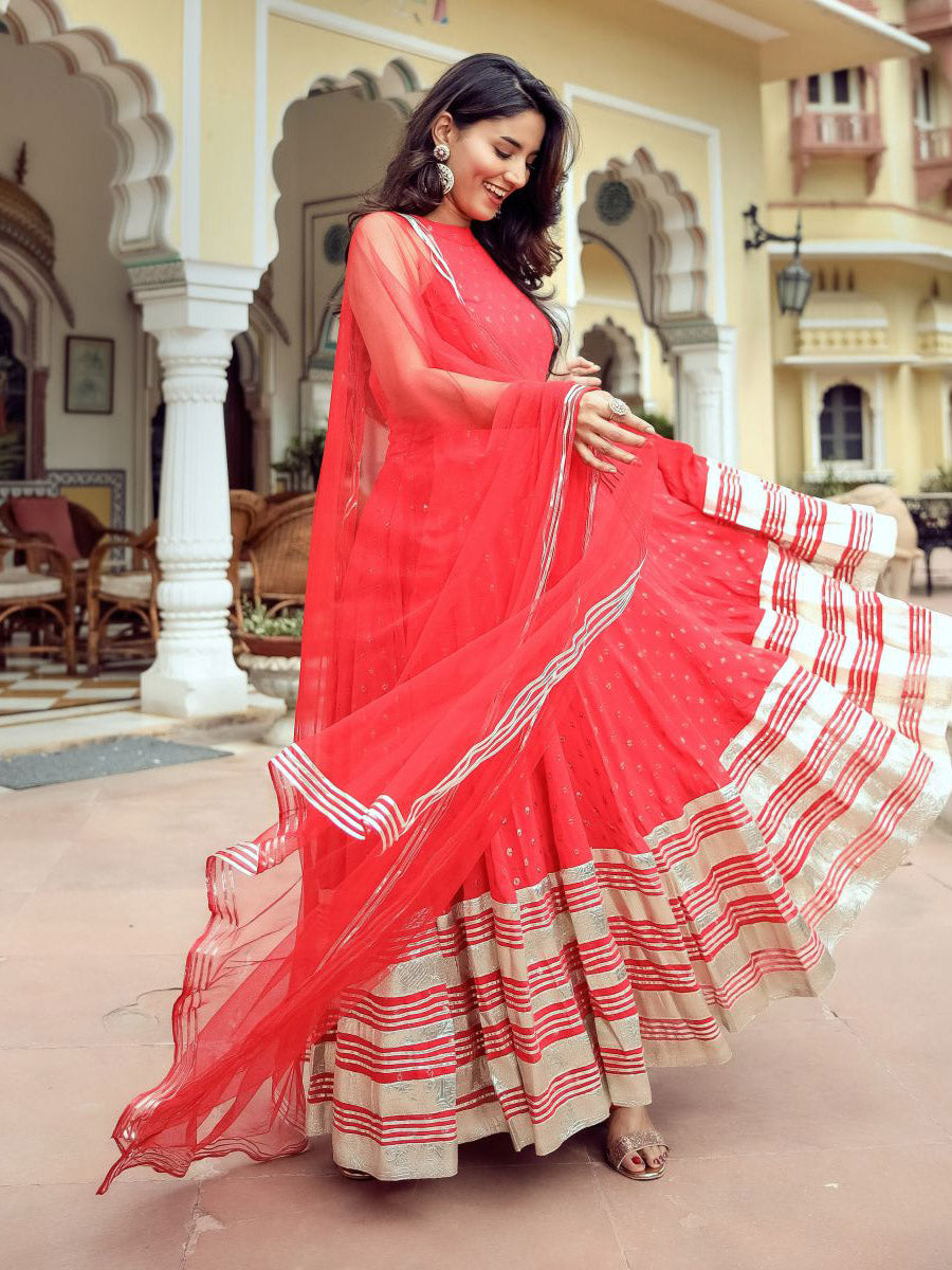 red colour anarkali dress Red Anarkali Suits