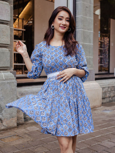 Blue Printed Dress