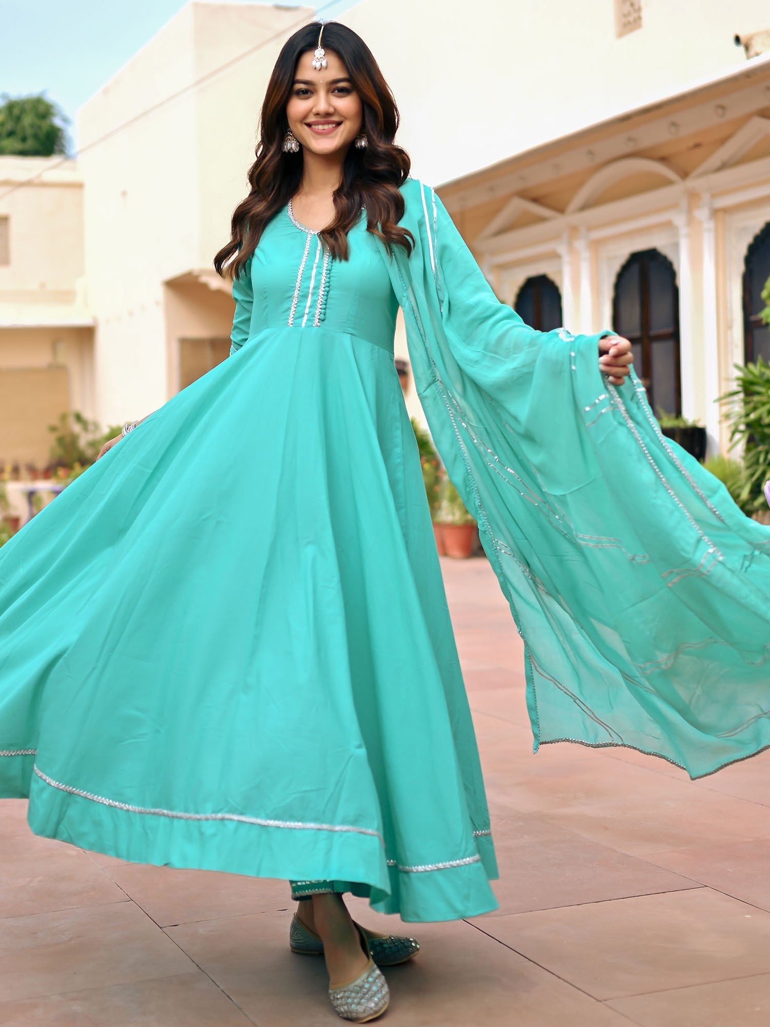 aqua blue colour dress Girls: What Dreams Are Made Of Aqua Blue Ruffled Dress – Shop the Mint main image 1