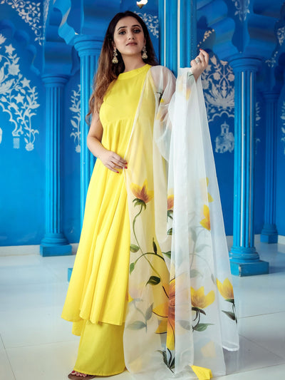 Yellow Anarkali pantSuit Set