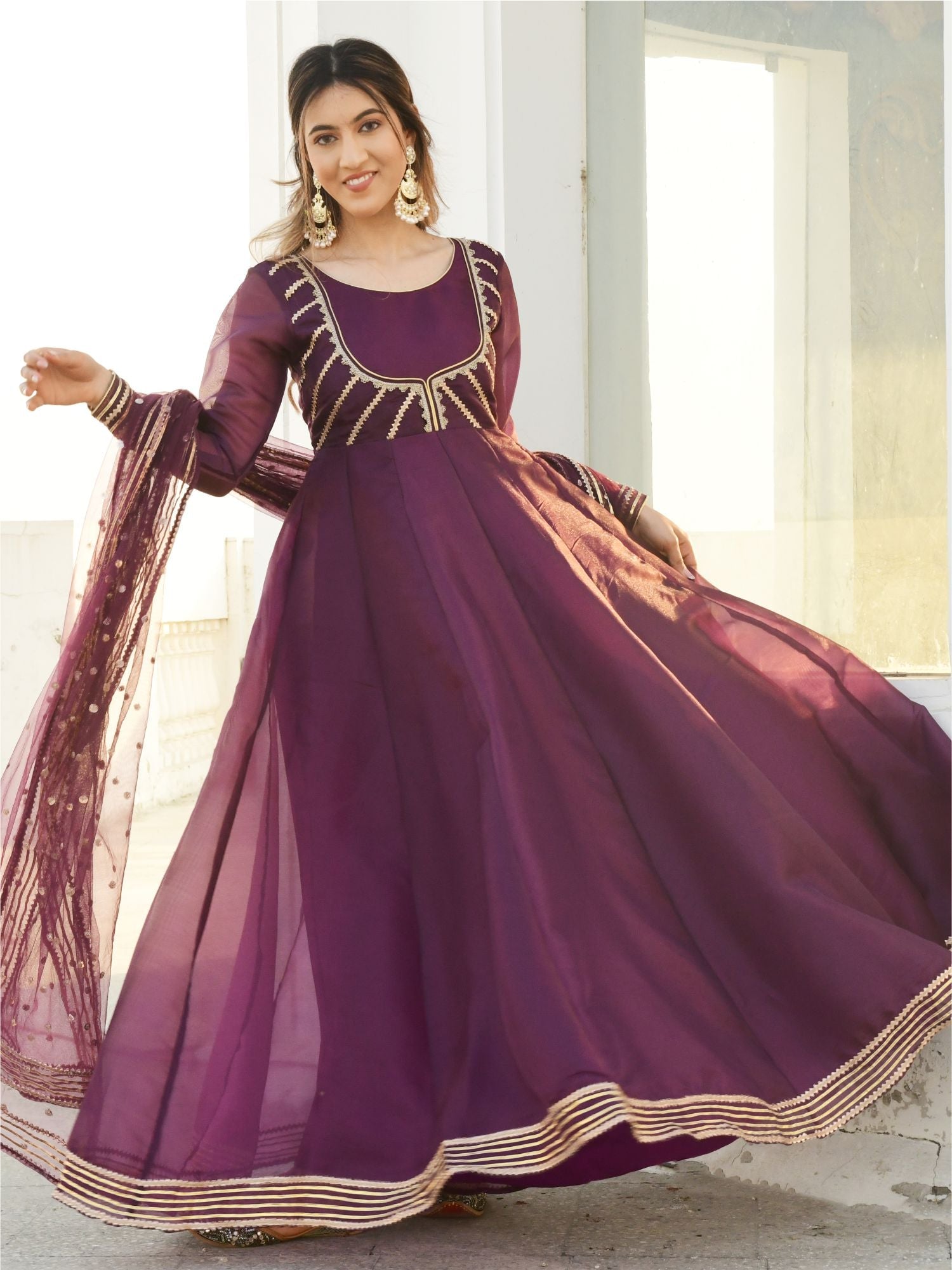 Aira Organza Blue Anarkali Kurta Set main image 1
