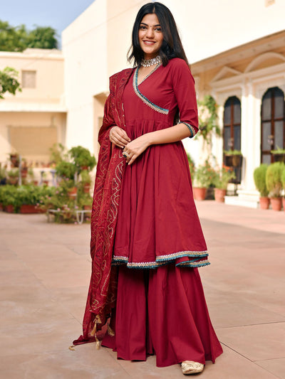Maroon Sharara Set
