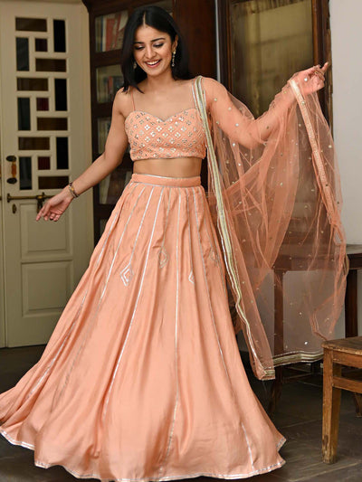 Peach Gota Lehenga Set