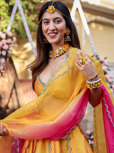 Yellow Scallop Lehenga Set