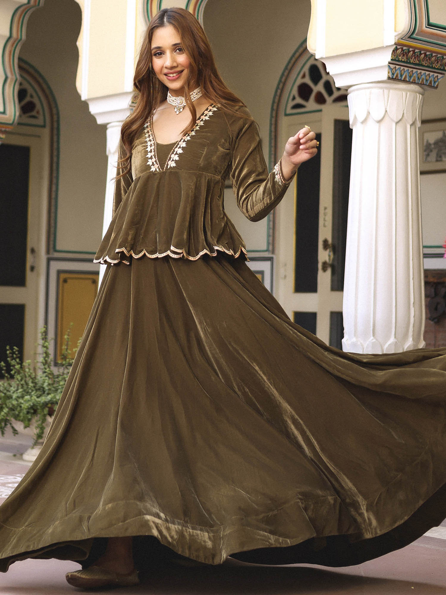 olive green peplum dress Rebecca Taylor 2 Olive Green Dot 100% Silk Peplum Ruched Zip Front Dress $395