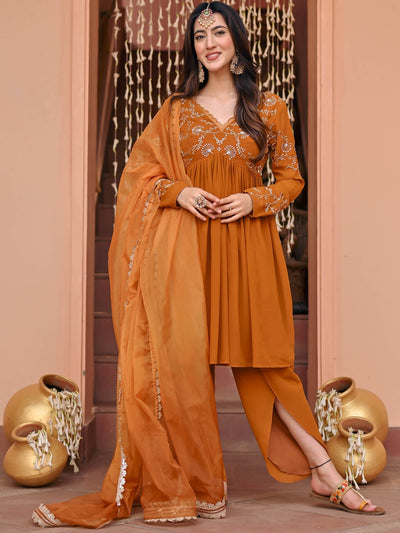 Mustard Georgette Dhoti Set