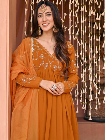 Mustard Georgette Dhoti Set