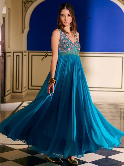Modern Coral Blue Gown
