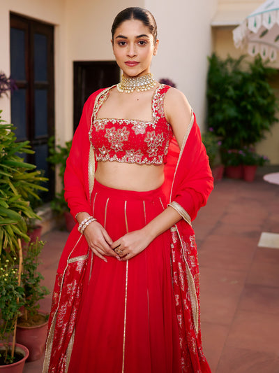 Modern Red Lehenga Set